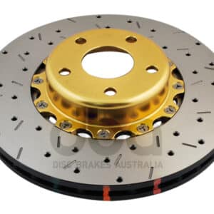 DBA 5000 series - Crossed Drilled & Slotted 2-Piece Gold Hat (Front) Subaru Impreza 1998-2012