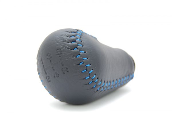 Fuji racing Subaru 5 speed weighted blue stitch leather gear knob