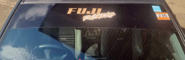 Fuji racing Subaru windscreen vinyl sunstrip