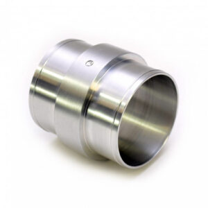 RCM736 silver 3-inch billet intake joiner, angled view RCM736 silver 3-inch billet intake joiner, angled view