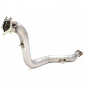 RCM twin-scroll open-neck downpipe, angled view