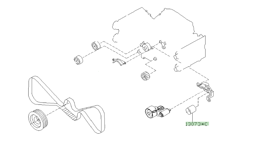 Subaru small timing belt idler location Location of the small timing belt idler pulley