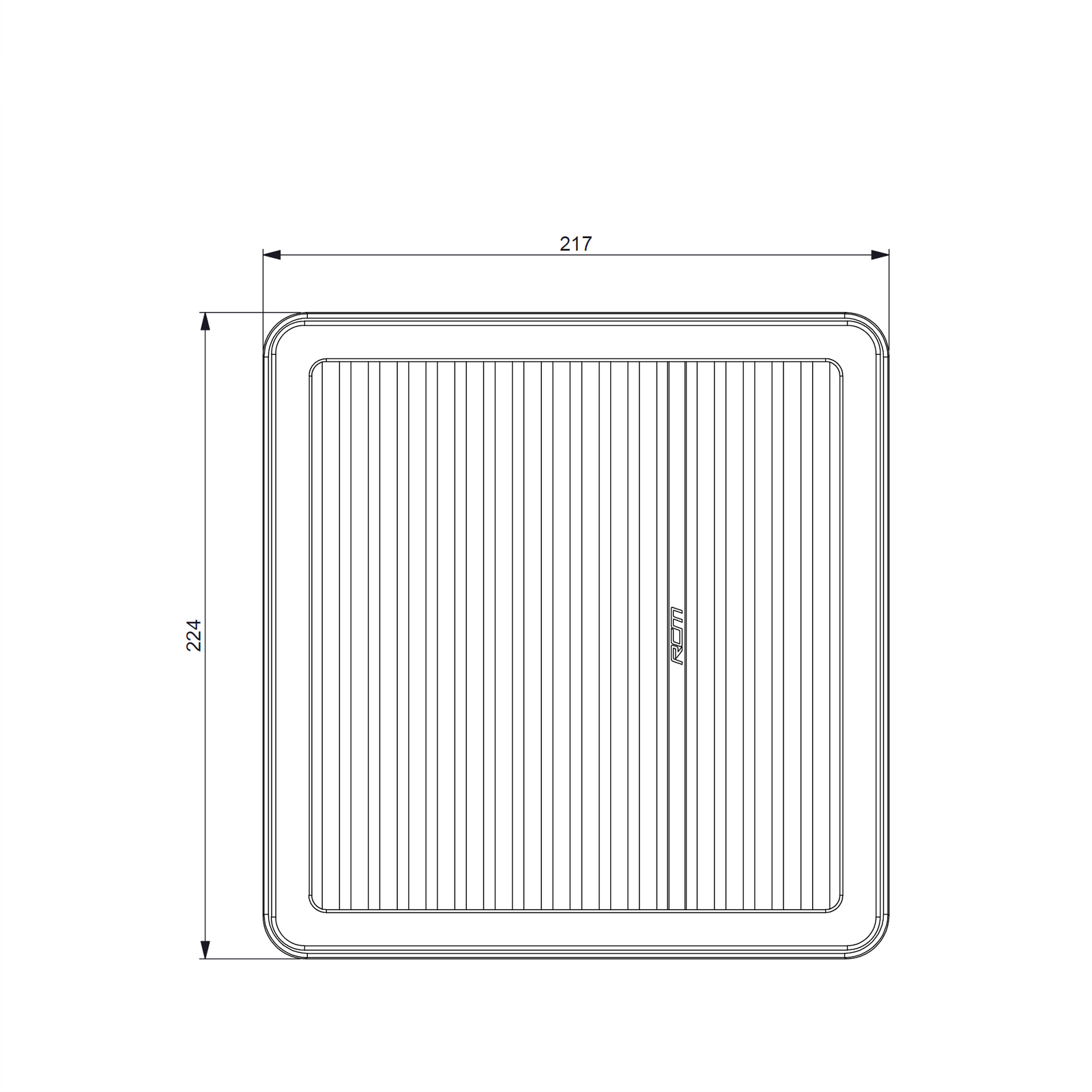 RCM3408-9.png RCM3408 panel air filter dimension drawing