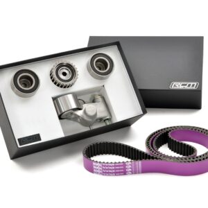 HKS timing belt with standard tensioner and idler bearings for the V3–V4 kit; water pump not included