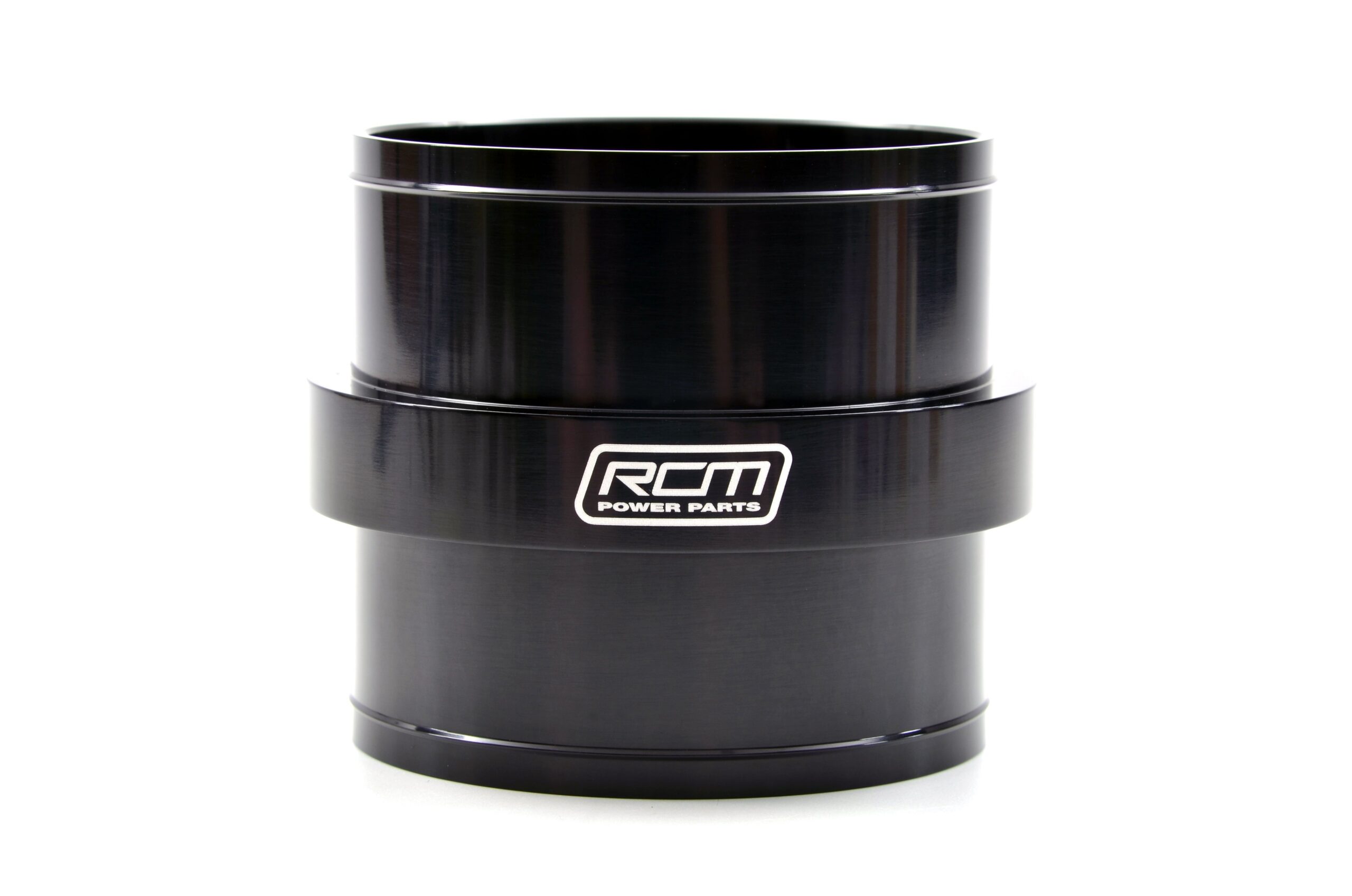 RCM3664 black 3-inch billet intake joiner, side view RCM3664 black 3-inch billet intake joiner, side view