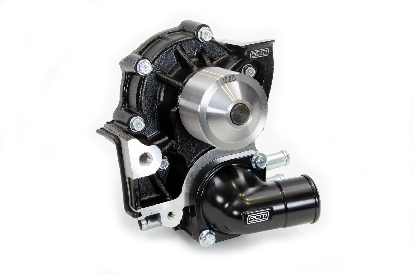 RCM V1 V2 Dayco combo supplier view 11 RCM Black Series water pump and billet thermostat housing