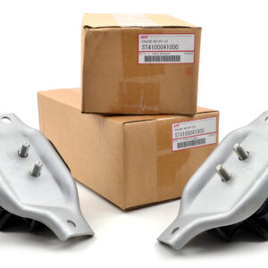 Genuine STI Group N left-hand and right-hand engine mount pair with Subaru packaging