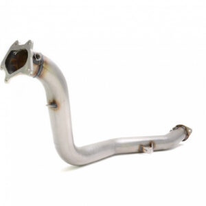 RCM twin-scroll open-neck downpipe, angled view