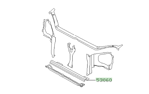 SBO2286 supplier view 4 Supplier radiator support panel location illustration, reference diagram